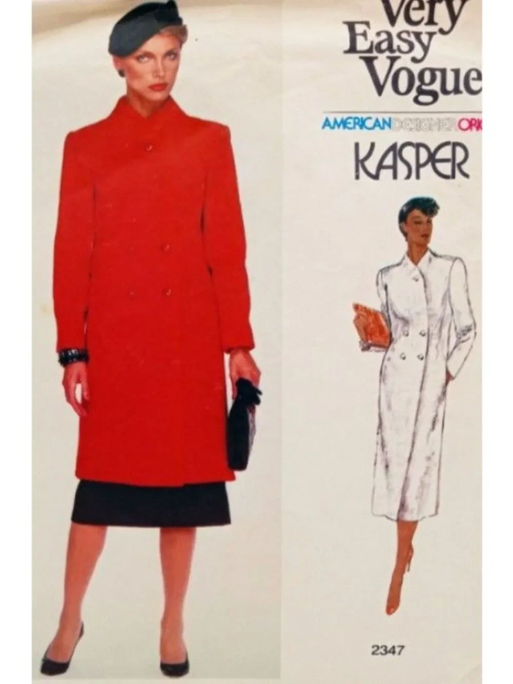 Vintage Vogue 2347 Kasper Sewing Pattern Misses Coat Skirt American Designer